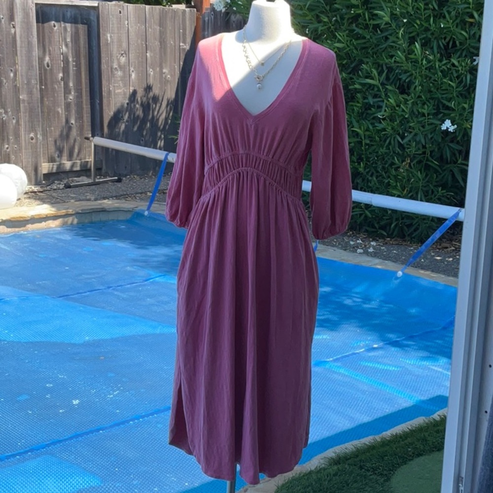 Sundry Purple Wrap Sundress with Bishop Sleeves